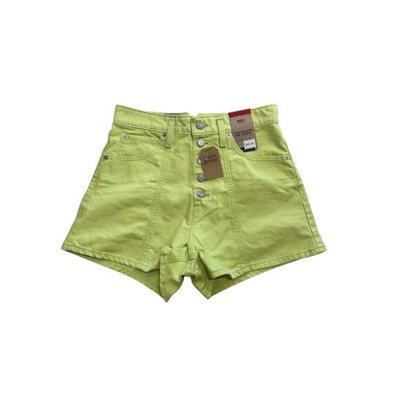 LEVIS High Waisted Lime Denim Mom Shorts Size 27 NEW - Picture 1 of 11